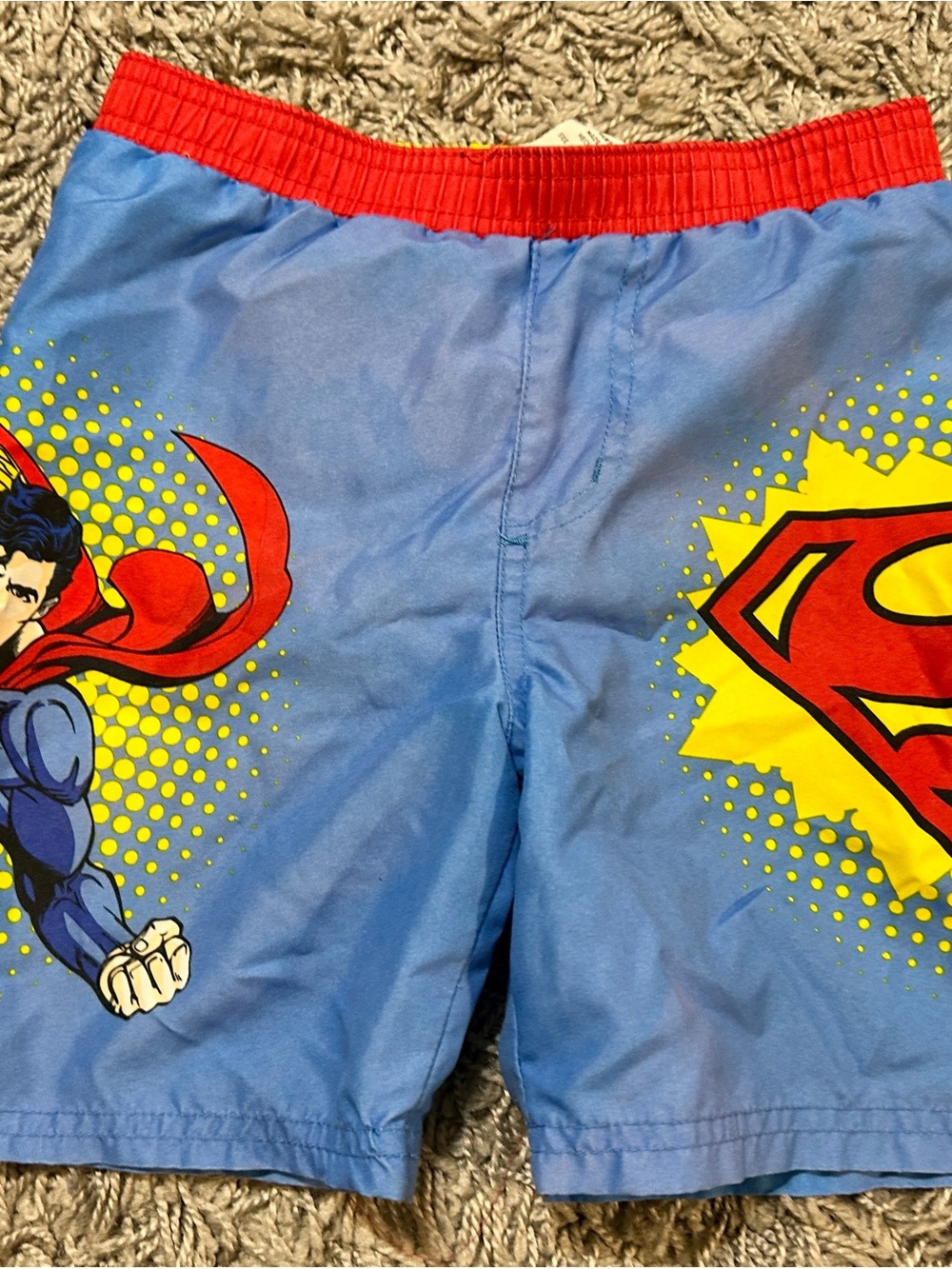 DC Comics Boys Blue Red Yellow Superman Swim Trunks